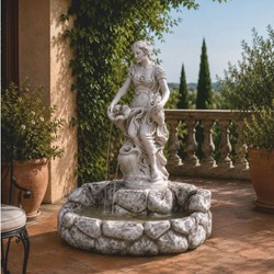 Casa Padrino Fuente Art Nouveau Gris Al. 128 cm - Elegante Fuente de Jardín