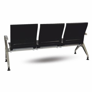 Casa Padrino 3er Besucherbank / Wartezimmerbank Schwarz / Grau 180 cm - Wartezimmer Möbel