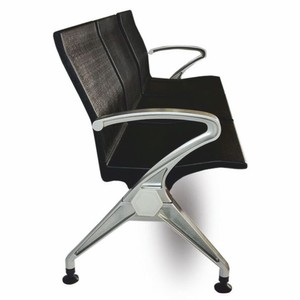 Casa Padrino 3er Besucherbank / Wartezimmerbank Schwarz / Grau 180 cm - Wartezimmer Möbel