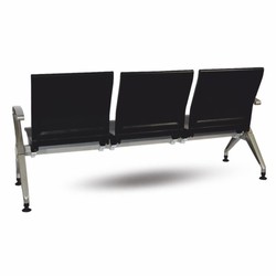 Casa Padrino banc visiteur  / banc de salle d'attente 3 places noir / gris 180 cm - Meubles d'attente