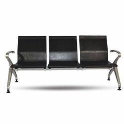 Casa Padrino banc visiteur  / banc de salle d'attente 3 places noir / gris 180 cm - Meubles d'attente