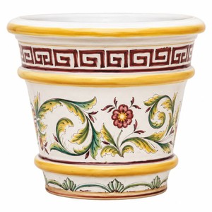 Casa Padrino pot de fleur de luxe en céramique blanc / multicolore Ø 52 x H. 40 cm - Décoration de jardin