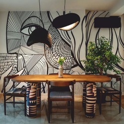 Luxus Designer Esstisch Küchentisch Braun Bunt