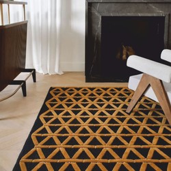 Casa Padrino alfombra de lujo negro / marrón 301 x 202 cm - Alfombra rectangular de lana