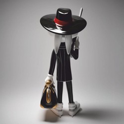 Große Deko Skulptur Figur Hase Schwarz Bunt