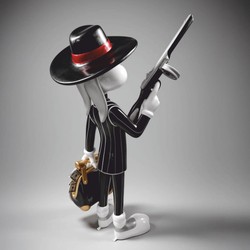Große Deko Skulptur Figur Hase Schwarz Bunt