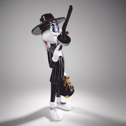 Große Deko Skulptur Figur Hase Schwarz Bunt