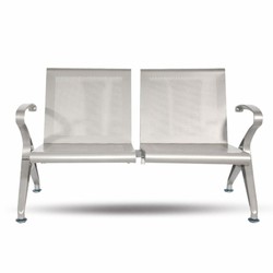 Casa Padrino banc visiteur  / banc de salle d'attente 2 places argent 121 cm - Meubles de salle d'attente