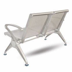 Casa Padrino banc visiteur  / banc de salle d'attente 2 places argent 121 cm - Meubles de salle d'attente