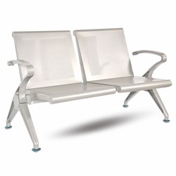 Casa Padrino banc visiteur  / banc de salle d'attente 2 places argent 121 cm - Meubles de salle d'attente