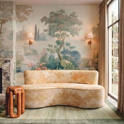 Casa Padrino sofá de lujo de terciopelo crema / beige 180 cm - Muebles de salón y hotel