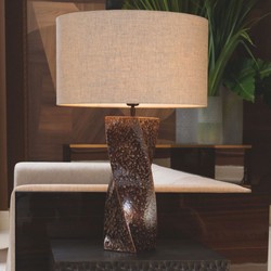 Casa Padrino Luxury Ceramic Table Lamp Vintage Brown / Gray H. 68.5 cm