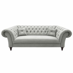 Casa Padrino divano Chesterfield in velluto grigio / nero 225 cm - Mobili Chesterfield