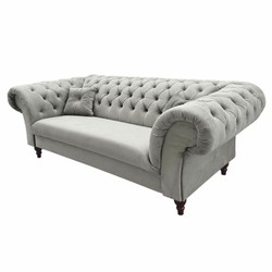Casa Padrino divano Chesterfield in velluto grigio / nero 225 cm - Mobili Chesterfield