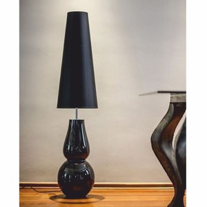 Casa Padrino Luxus Stehleuchte Schwarz H. 137 cm - Runde Glas Stehleuchte