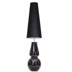 Casa Padrino lámpara de pie de lujo negro Al. 137 cm - Lámpara de pie redonda de vidrio