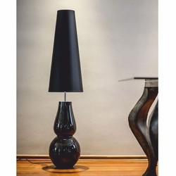 Casa Padrino lámpara de pie de lujo negro Al. 137 cm - Lámpara de pie redonda de vidrio
