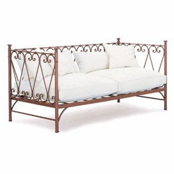Casa Padrino Sofá Art Nouveau de Lujo Marrón / Blanco 196 cm - Sofá para Hotel y Jardín