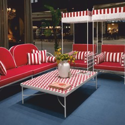 Casa Padrino Luxury Wrought Iron Armchair with Canopy Red / White H. 200 cm