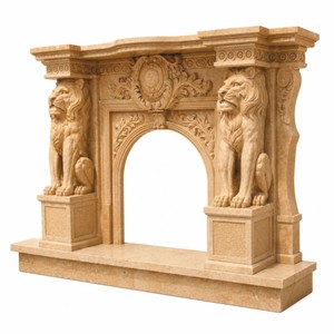 Casa Padrino Luxus Barock Travertin Kaminumrandung Beige 180 x H. 140 cm