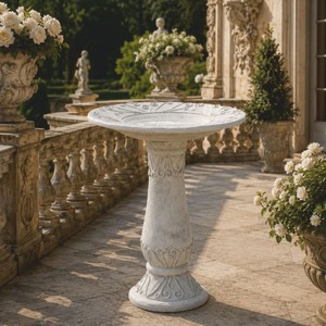 Casa Padrino bain d'oiseaux baroque gris Ø 56 x H. 73 cm - Accessoires de jardin