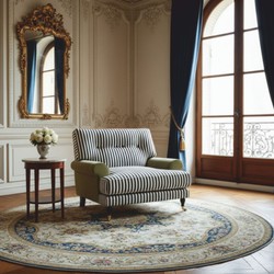 Casa Padrino poltrona di lusso in velluto verde / bianco a righe / nero / ottone 105 cm - Mobili per soggiorno e hotel - Mobili di lusso
