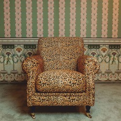 Casa Padrino Luxury Velvet Armchair with Leopard Design - Office Armchair - Office Furniture - Luxury Furniture