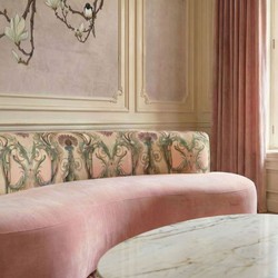 Casa Padrino sofá de lujo de terciopelo con tela de estampado barroco rosa / multicolor 220 cm - Muebles de hotel - Muebles de salón - Muebles de oficina