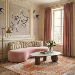 Casa Padrino sofá de lujo de terciopelo con tela de estampado barroco rosa / multicolor 220 cm - Muebles de hotel - Muebles de salón - Muebles de oficina