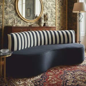 Gebogenes Luxus Wohnzimmer Hotel Samt Sofa Schwarz Weiß