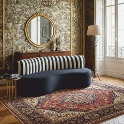 Gebogenes Luxus Wohnzimmer Hotel Samt Sofa Schwarz Weiß