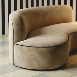 Gebogenes Luxus Wohnzimmer Hotel Samt Sofa Beige