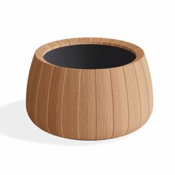 Runder Luxus Teakholz Blumentopf Pflanzentopf Naturfarben