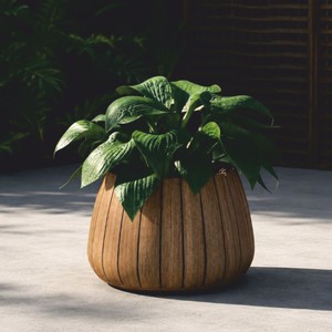 Casa Padrino pot de fleurs rond de luxe en bois de teck naturel Ø 50 cm - Pot de fleurs - Accessoires de décoration de jardin - Décoration de terrasse