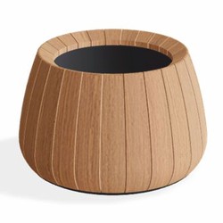 Casa Padrino pot de fleurs rond de luxe en bois de teck naturel Ø 50 cm - Pot de fleurs - Accessoires de décoration de jardin - Décoration de terrasse