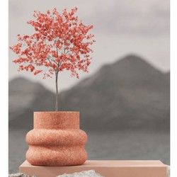 Casa Padrino vaso da fiori di lusso in cemento rosso Ø 70 x A. 60 cm - Vaso per piante rotondo - Decorazione per giardino e patio