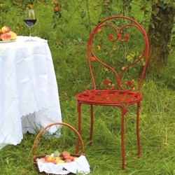 Casa Padrino Art Nouveau Garden Chair Red H. 95 cm - Nostalgic Garden Chair - Nostalgic Art Nouveau Wrought Iron Garden Furniture