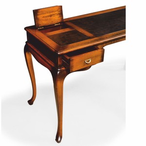 Casa Padrino Luxus Barock Massivholz Schreibtisch Braun 126 cm - Massivholz Büro Möbel - Barock Büro Möbel
