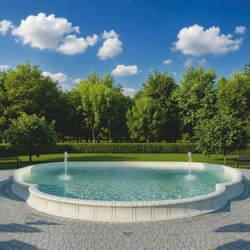 Barock Springbrunnen Gartenbrunnen Umrandung Weiß Grau
