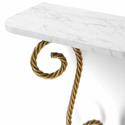 Casa Padrino consolle a muro di lusso con piano in marmo bianco / ottone vintage A. 73,5 cm - Mobili di lusso - Arredamento di lusso