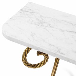 Casa Padrino consolle a muro di lusso con piano in marmo bianco / ottone vintage A. 73,5 cm - Mobili di lusso - Arredamento di lusso