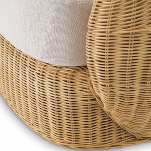 Casa Padrino Luxus Rattan Drehsessel Naturfarben / Creme 100 cm - Wohnzimmer & Hotel Möbel - Rattan Möbel - Luxus Möbel