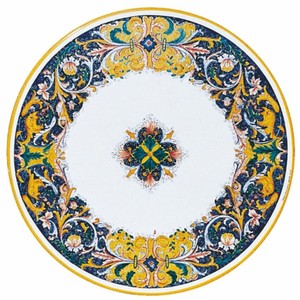 Casa Padrino Luxus Jugendstil Esstisch Weiß / Bunt / Schwarz Ø 140 cm - Runder Gartentisch - Gastronomie Möbel - Made in Italy