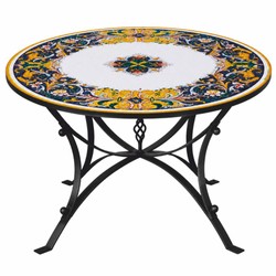 Runder Luxus Jugendstil Garten Terrassen Esstisch Weiß Bunt Schwarz