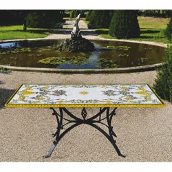 Rechteckiger Luxus Jugendstil Garten Terrassen Esstisch Weiß Bunt Schwarz