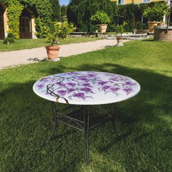 Runder Luxus Jugendstil Garten Terrassen Esstisch Weiß Bunt Schwarz