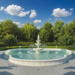 Casa Padrino fontaine baroque avec anneau de jet d'eau et bordure blanc / gris 950 x 900 x H. 220 cm - Fontaine de jardin nostalgique - Fontaine d'hôtel