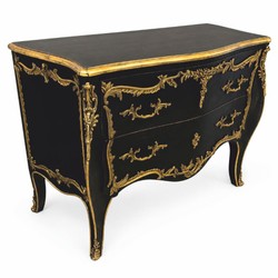 Prunkvolle Barock Kommode Schwarz Gold