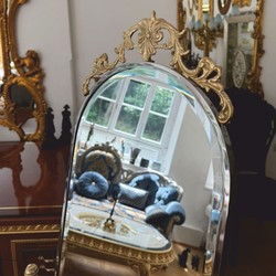 Casa Padrino miroir sur pied baroque de luxe argent / or H. 165 cm - Miroir pivotant - Mobilier baroque - Fabriqué en Italie