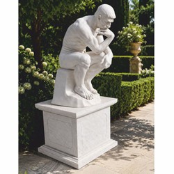 Casa Padrino Art Nouveau Marble Garden Sculpture with Marble Pedestal White H. 165 cm - Decorative Garden Figure
